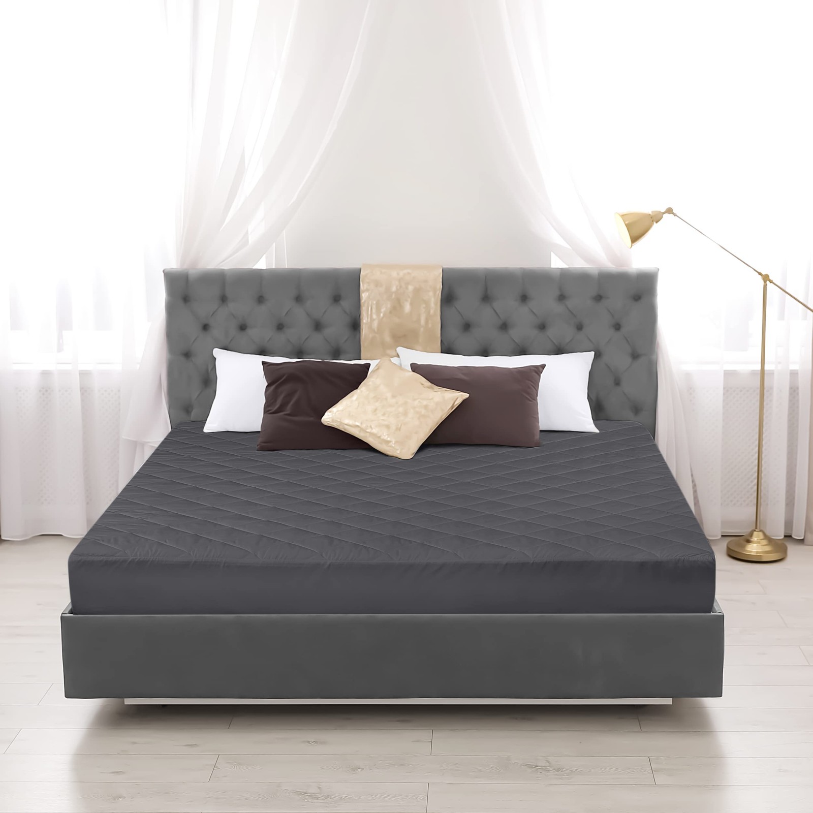 Utopia Bedding Quilted Fitted Mattress Pad, Queen (Pack of 1), Grey
