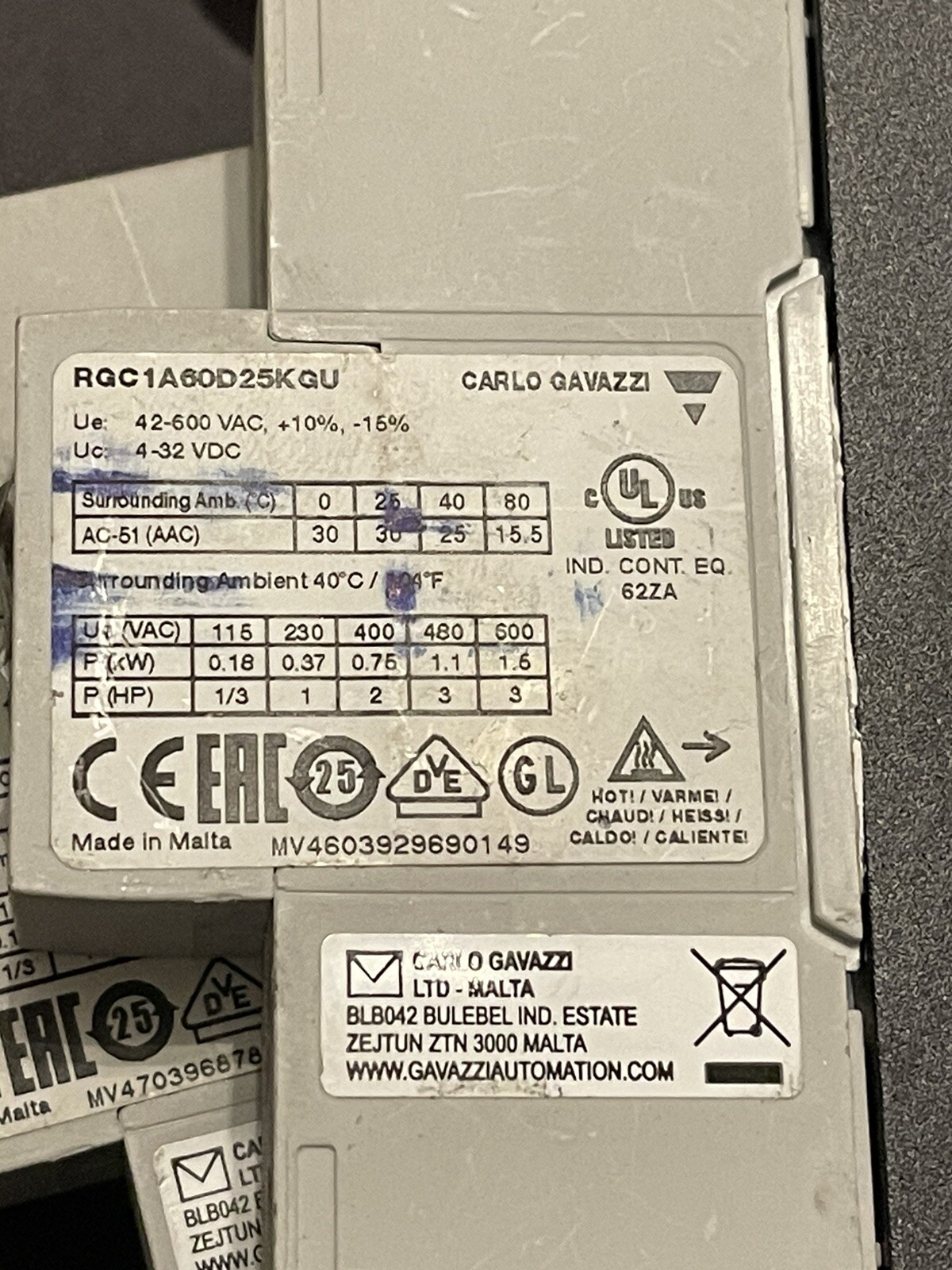 Carlo Gavazzi RGC1A60D25KGU Solid State