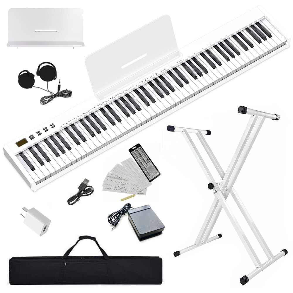 NikoMaku Piano Keyboard 88 Keys Semi-weighted Compact Portable Digital Piano Set