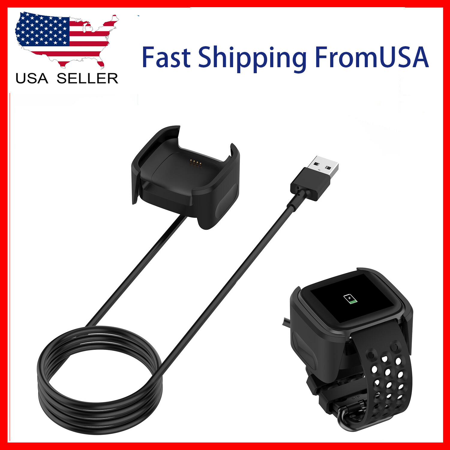 Fitbit Versa 2 Charger Replacement USB Charging Cable Dock Stand for Versa 2