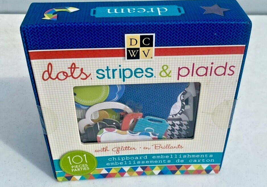 THE DOTS, STRIPES & PLAIDS with Glitter, Premium Card Craft Scrapbook 101 Pieces