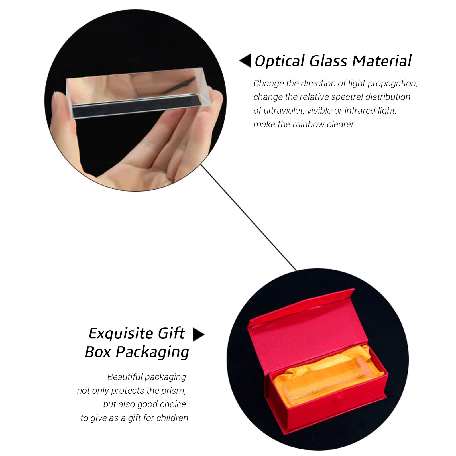 30mm Optical Glass Triangular Prism Triple Prism for Teaching Photography F8B0