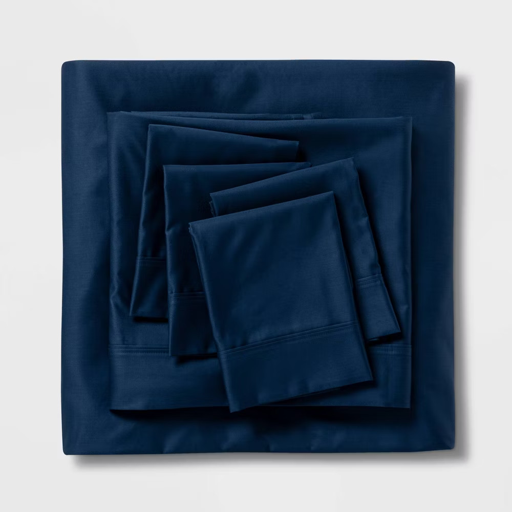 Full-6pc 800 Thread Count Solid Sheet Set - Threshold Signature-Blue