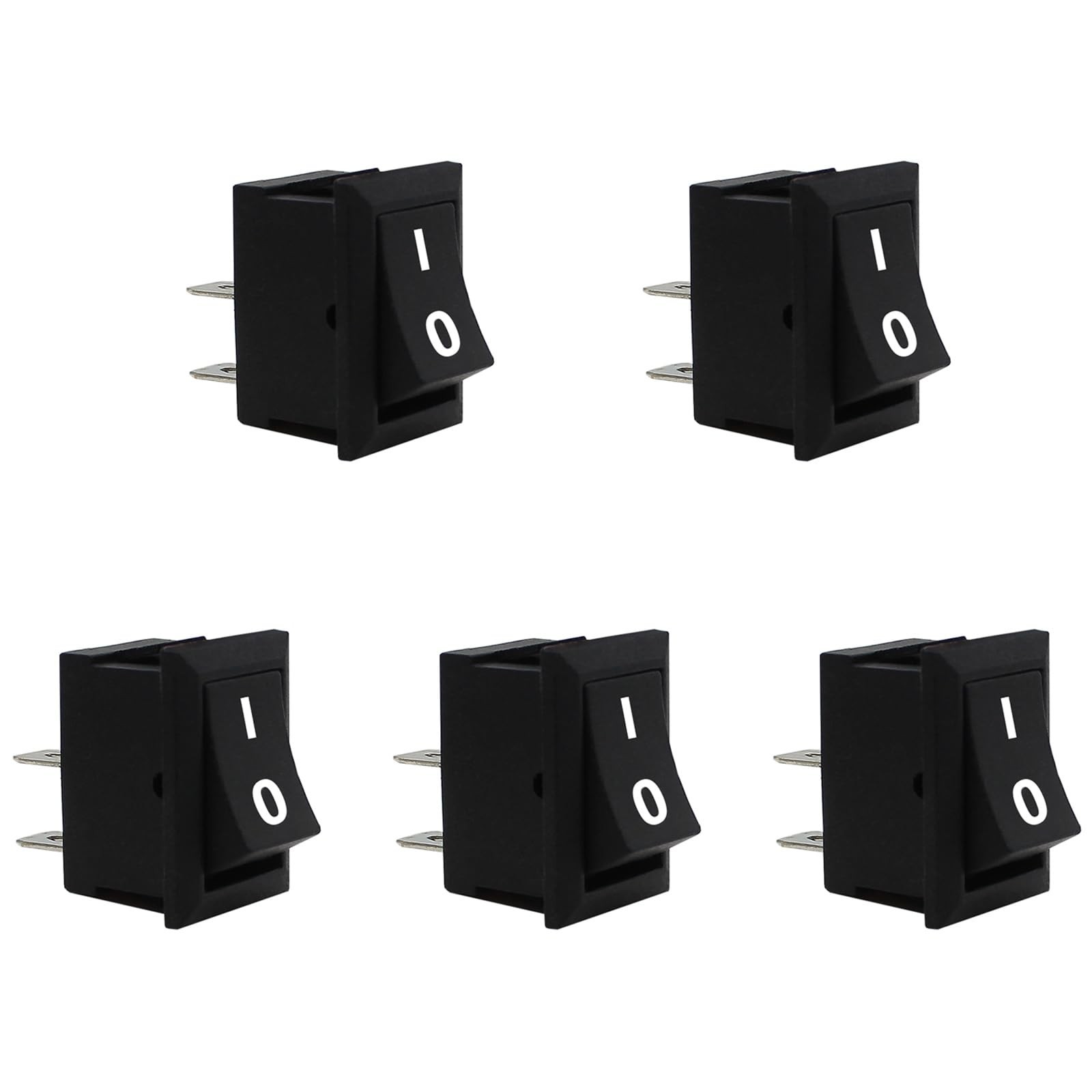 5Pcs On/Off Boat Toggle Rocker Switch 2 Pin 2 Position SPST Switch Snap Black...