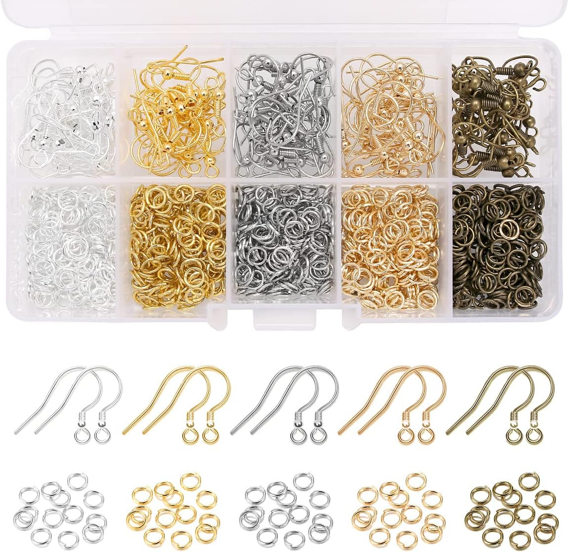 Imino Earring Hooks Kit - Hypoallergenic Fish Earring Hooks & Jump Rings for DIY
