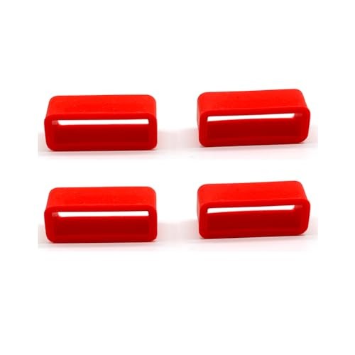 Aliotech 4pcs Rubber Leather Watch Band Strap Loops Red Silicone Replacement