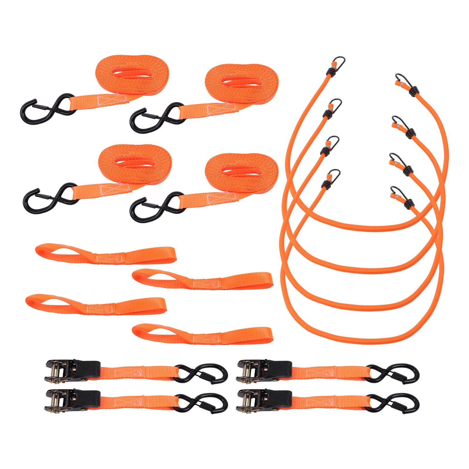 2200 LBS Break Strength Ratchet Straps Heavy Duty 4 Pack -1 Inch x 15 FT, Orange