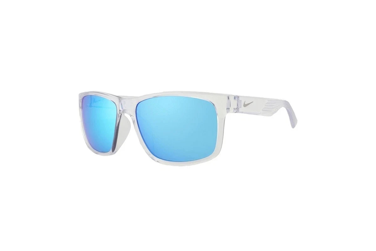 New NIKE EV0834 914 Clear CRUISER Sunglasses with Blue Mirror Lenses