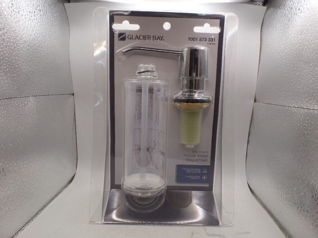 GLACIER BAY 36644 STRAIGHT NOZZLE METAL SOAP SINK MOUNT DISPENSER IN CHROME