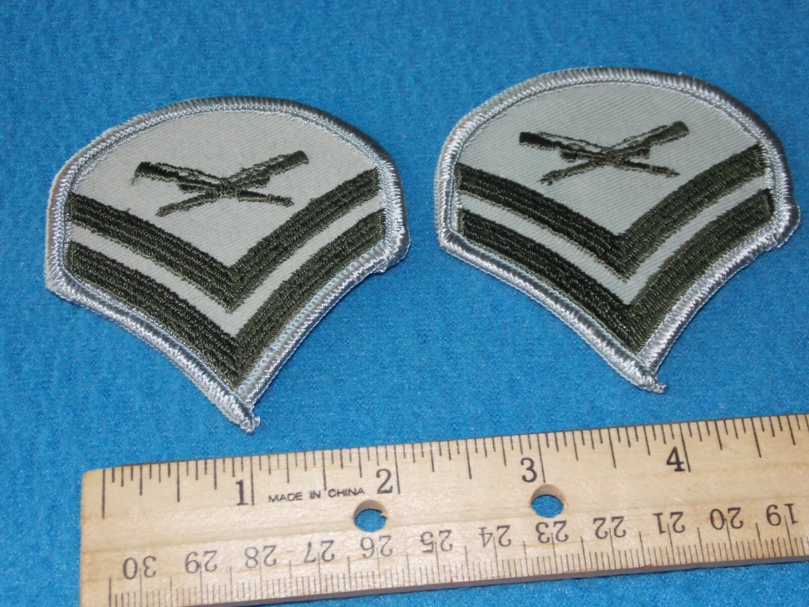 PAIR OF USMC Marines FEMALE Corporal E4 Cpl Chevrons Patches - Blue