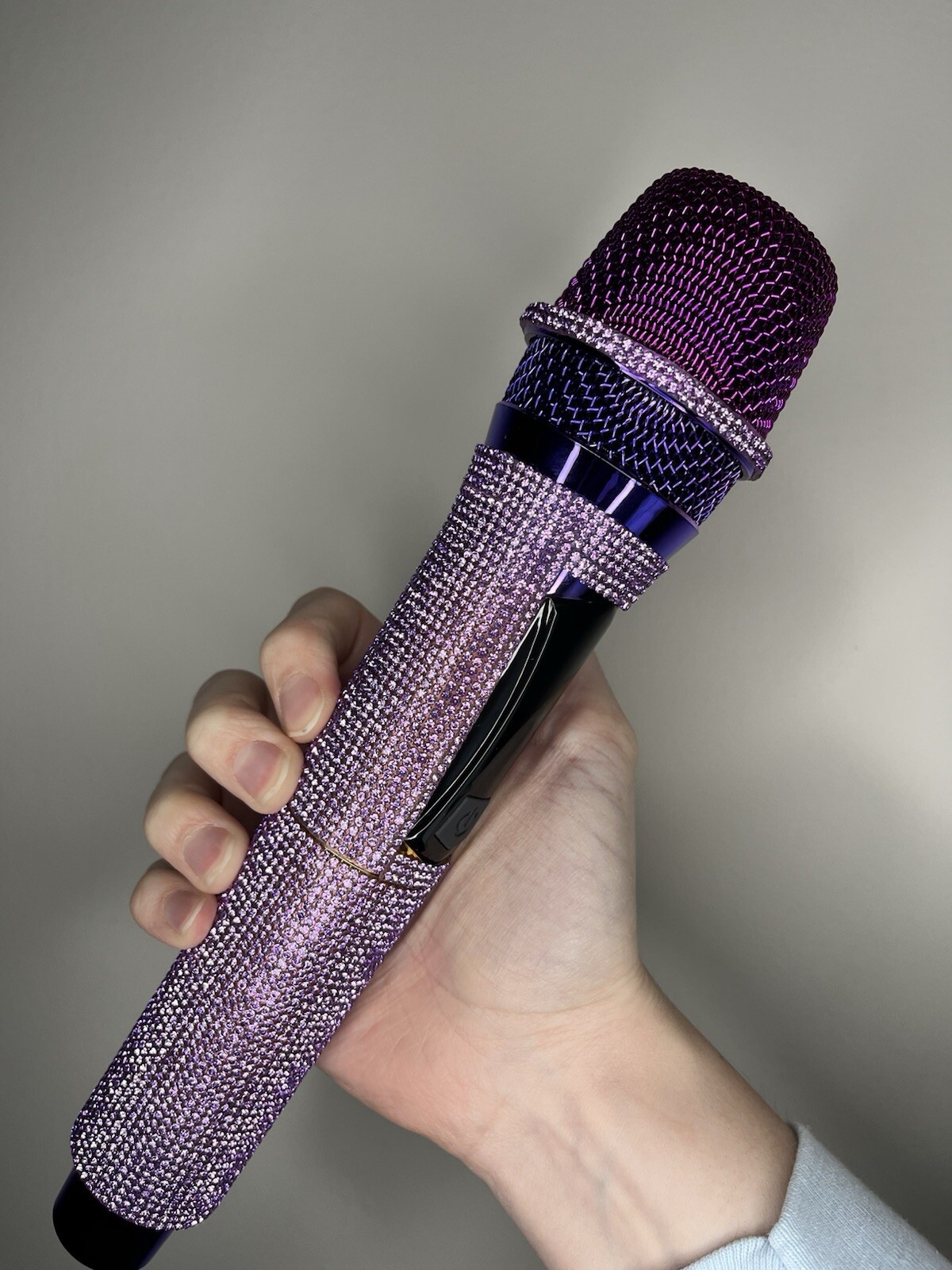 Lavender Rhinestone Wireless Karaoke Microphone + Receiver System - Rechargeable
