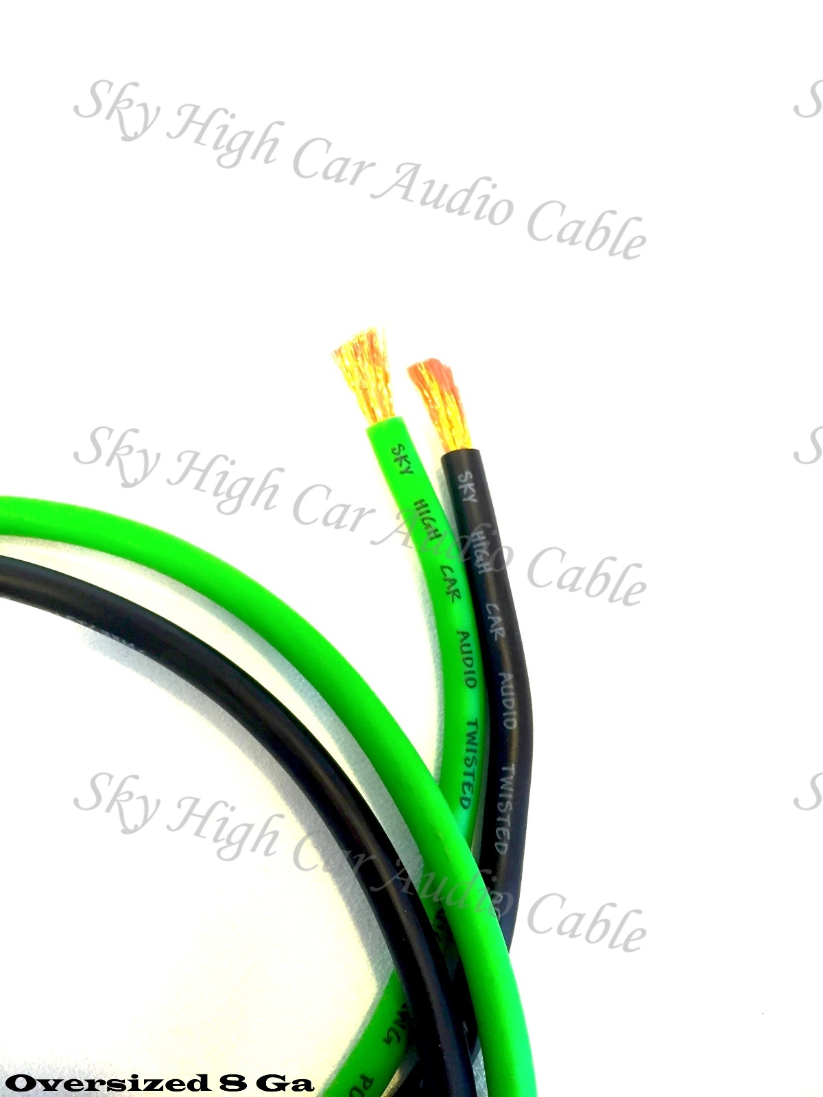 100 ft Total 8 Gauge AWG 50' BLACK / 50' LIME GREEN Power Ground Wire Sky High
