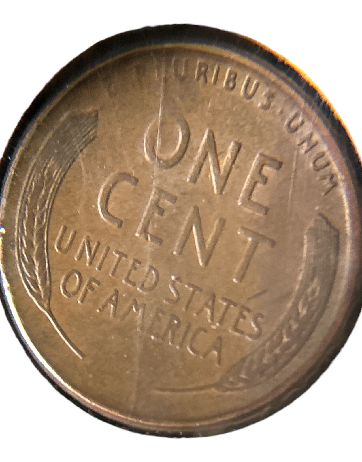 1958-D Wheat Penny multiple errors Huge Strike Through Crack Rever See Pictures