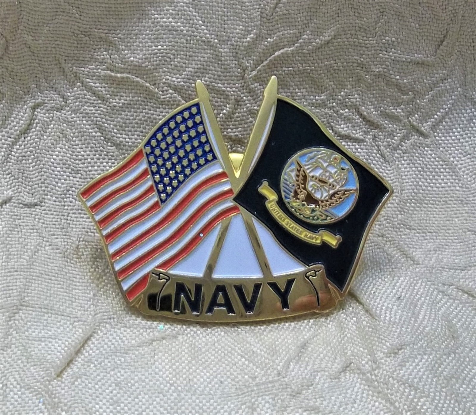 United States Navy Flag and United States Flag Lapel Hat Pin