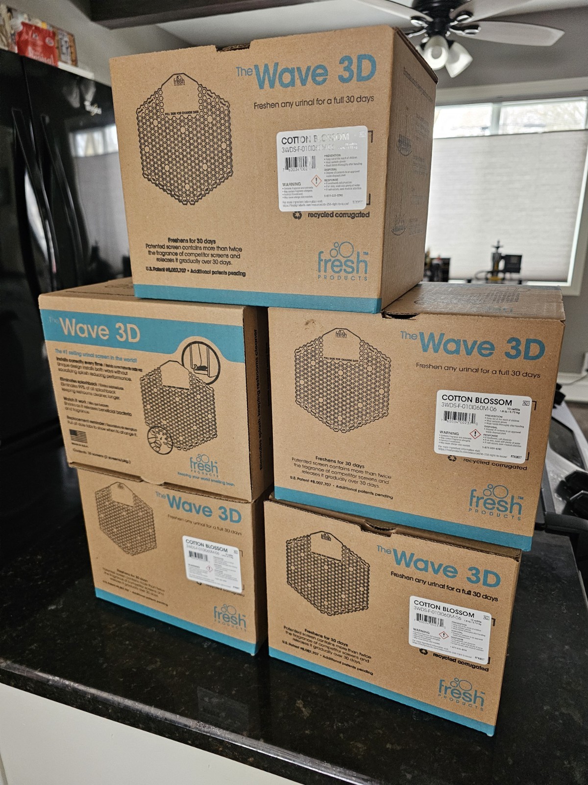 5 box lot  Wave Urinal Screen - Cotton Blossom, 5 boxes 10pr box