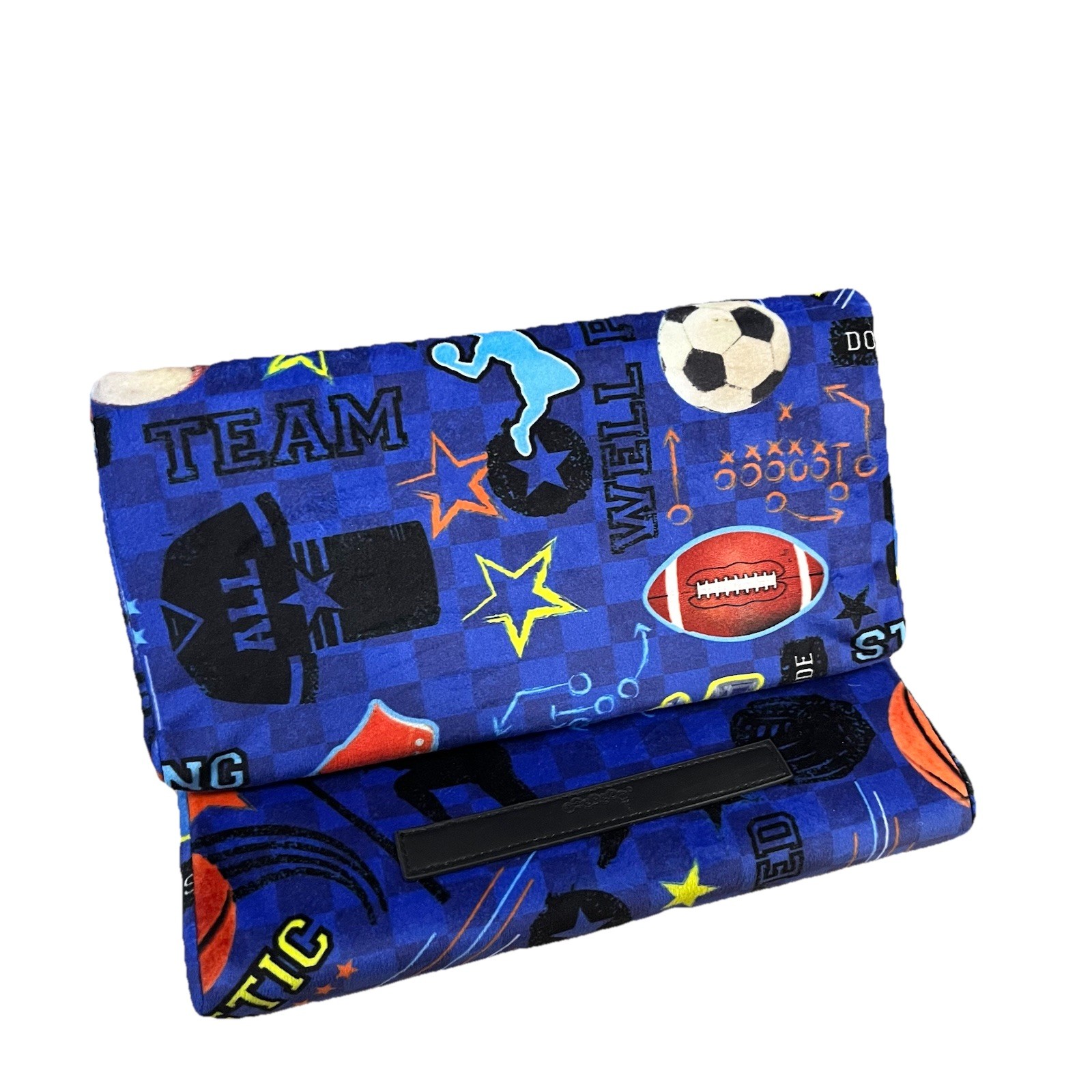 iScream Plush Folding Tablet & Laptop Stand w/ Keyboard Shelf Pillow Blue Sports