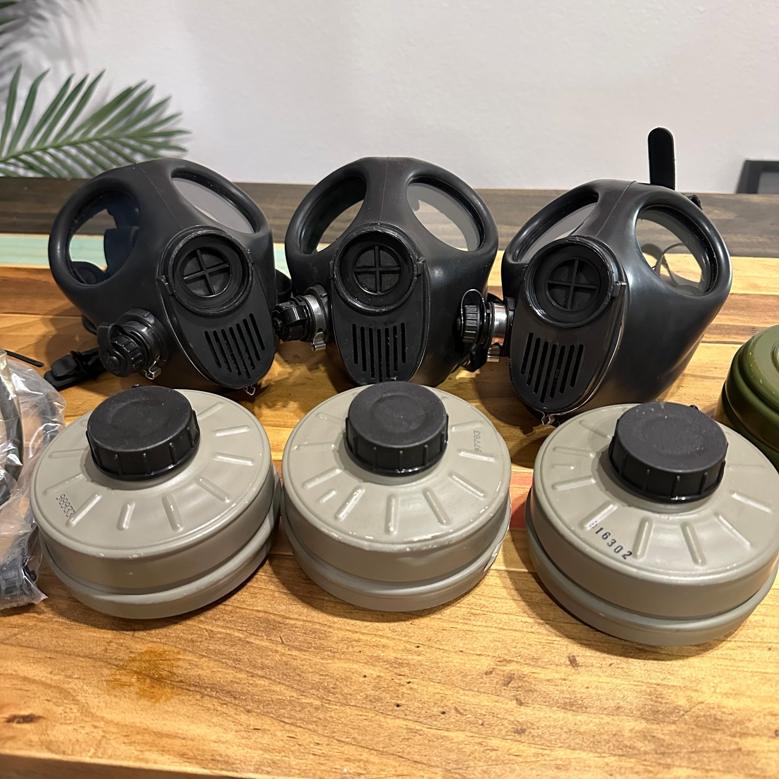 Youth Gas Masks x3 & Cannisters x4 Full Set - Excellent Condition