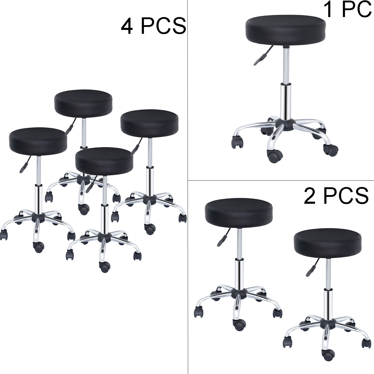 1/2/4 PCS Adjustable Salon Stool Hydraulic Swivel Tattoo Spa Massage Chair Black