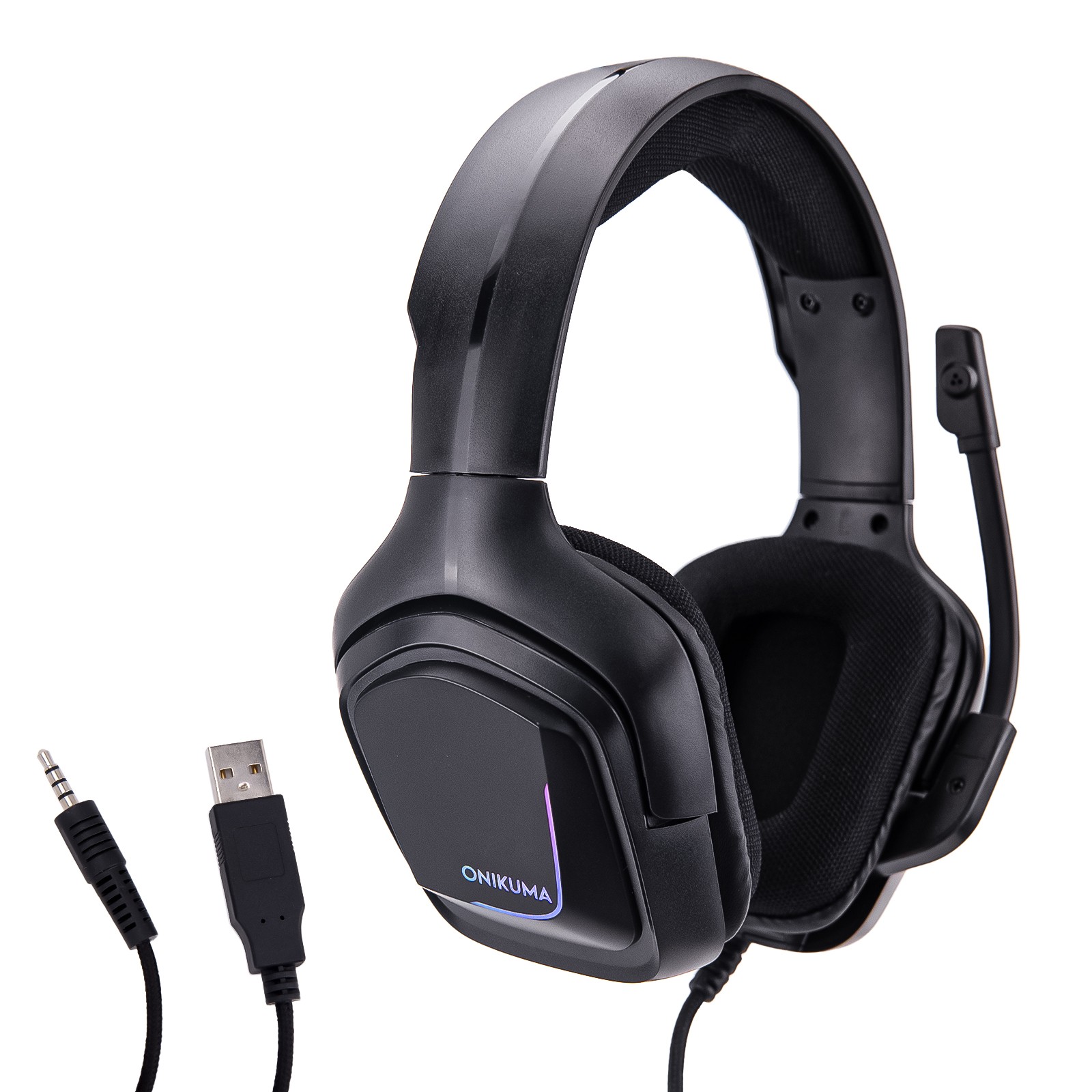 Gaming Headset Wired Gaming with Noise Canceling Mic Surround Sound RGB Black