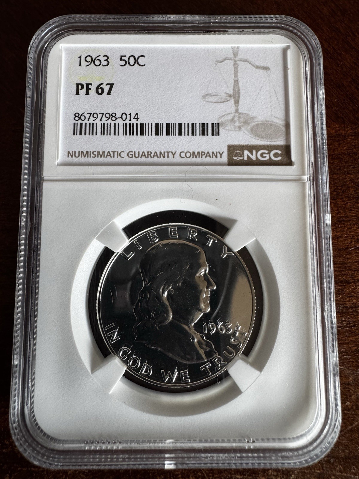 1963 NGC PF67 Proof Ben Franklin Half Dollar 50c 90% Silver