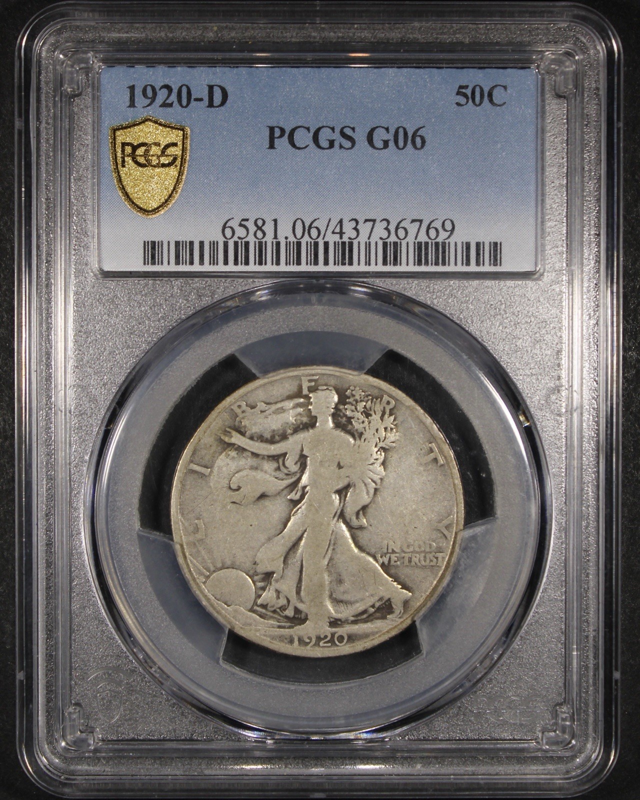 1920-D Walking Liberty Half Dollar - 50c PCGS G06 - PCGS Gold Shield