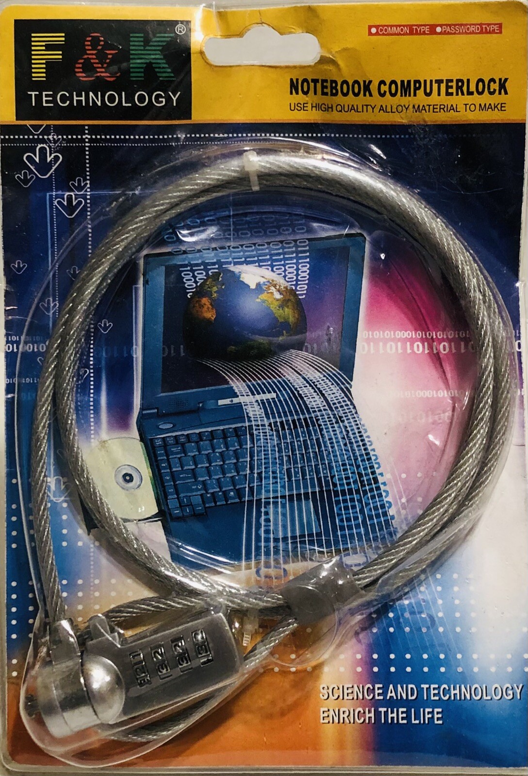 F&K Technology Anti-Theft Lock for Notebook/Desktop, Projector, Flat Panel, etc.