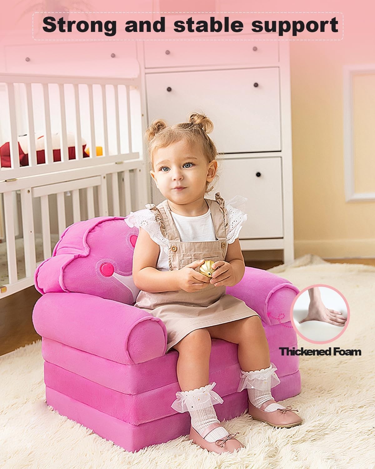 Soft Crystal Velvet Fold-Out Princess Chair - Perfect Birthday Gift for Girls