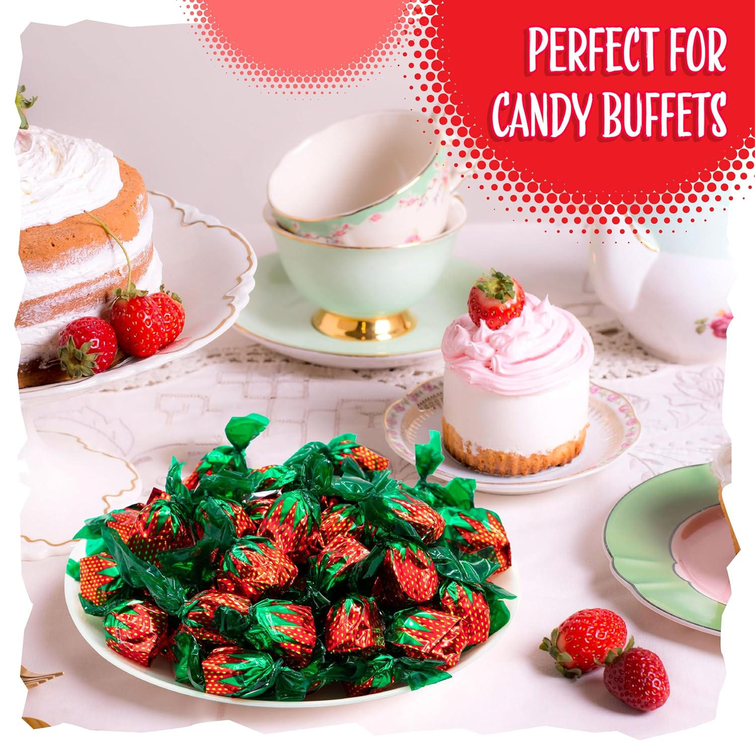Arcor Strawberry Bon Bons | 2 Pound Bag | Individually Wrapped Hard Candy | Old