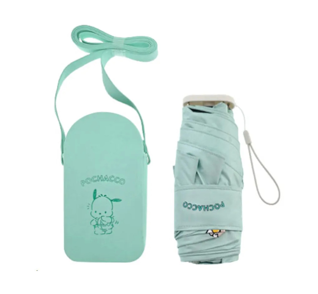 POCHACCO Mini Folding Umbrella 50cm 200g UV Protection Compact Pink Portable