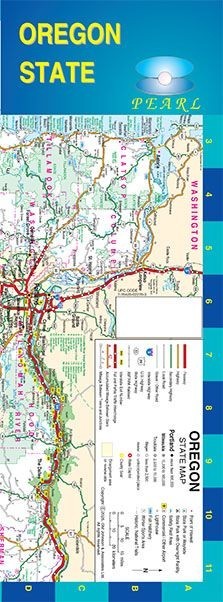 Road Map of Oregon, by Pearl Maps, LAMINATED & FOLDED