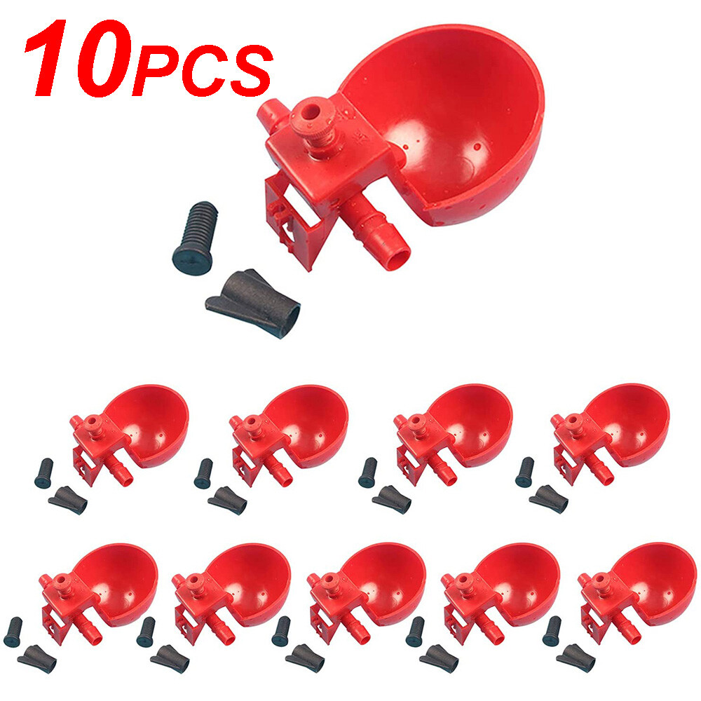 10x Poultry Chicken Automatic Water Drinking Cup Hen Quail Plastic Farm Drinker