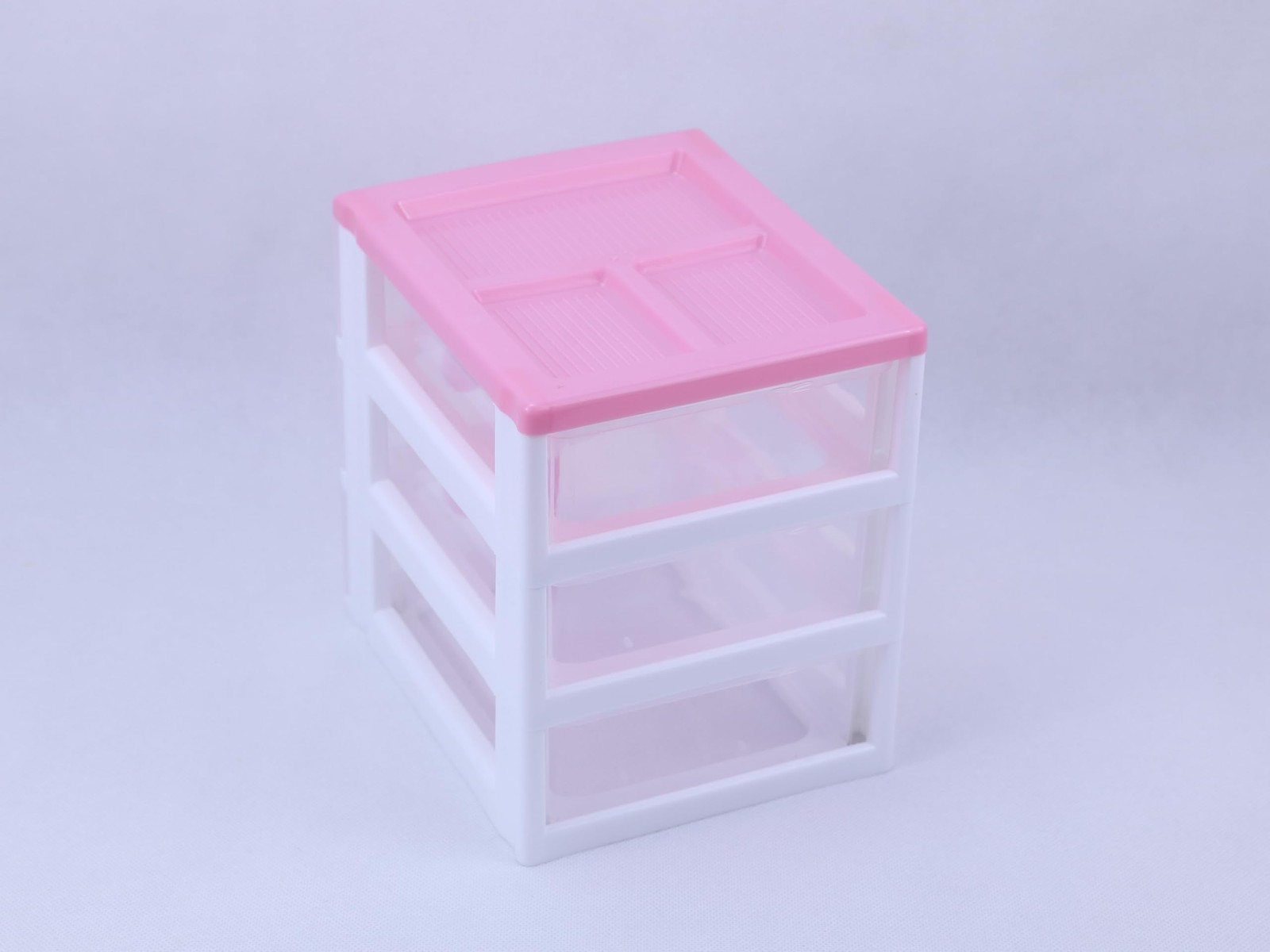 Pink 3-Tier Desk Organizer for Girls – Compact Plastic Storage Box for Makeup...