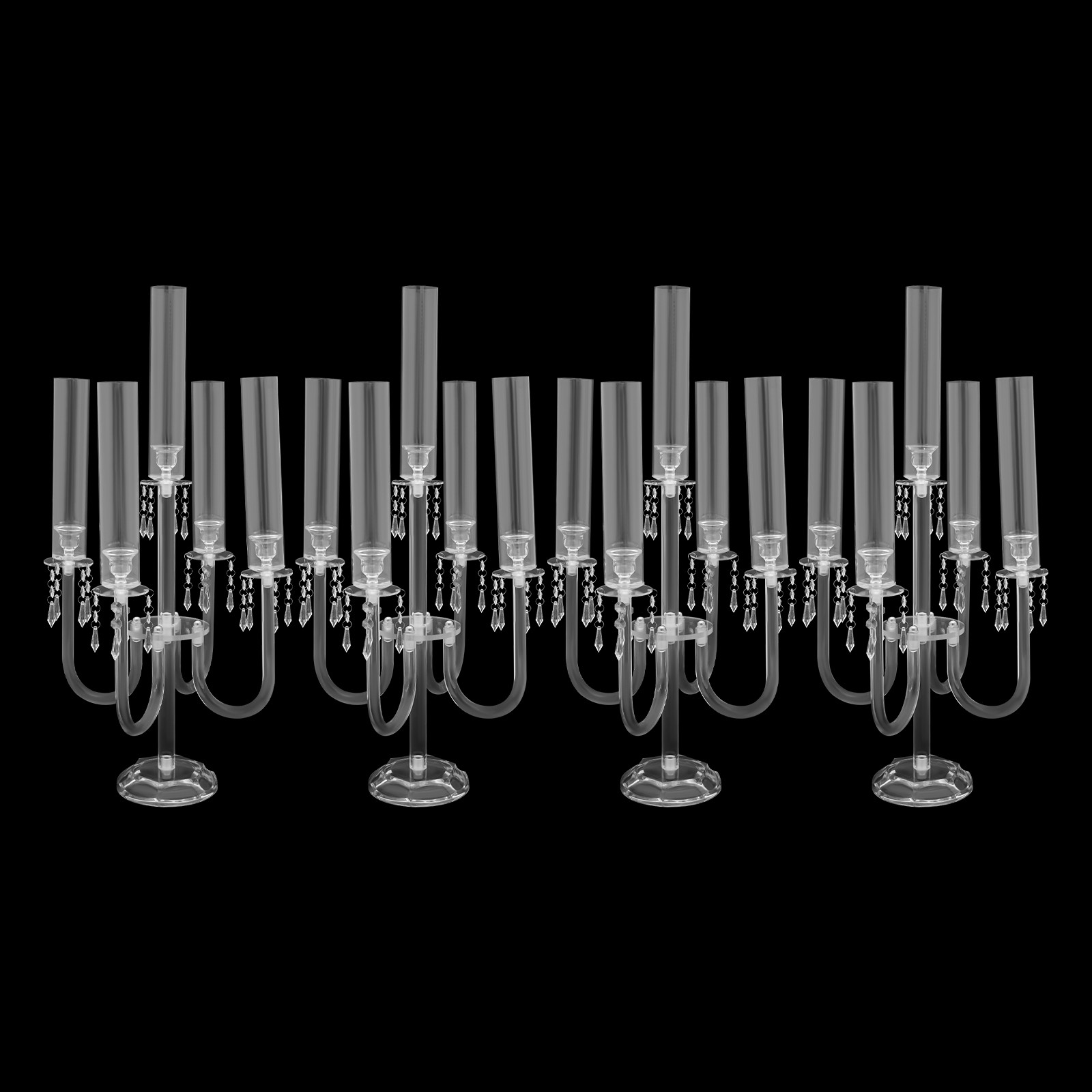 4PCS 5-Arm Candle Holders, 70cm Acrylic Candle Holders, Tabletop Candle Holders