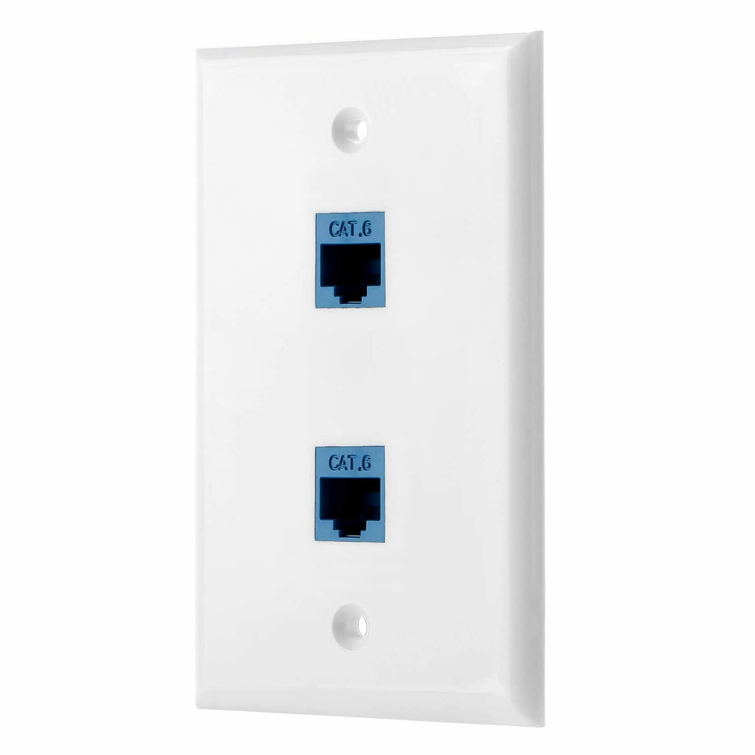 Ethernet Wall Plate CAT6 2-Port Single Gang Keystone Network Female to Female