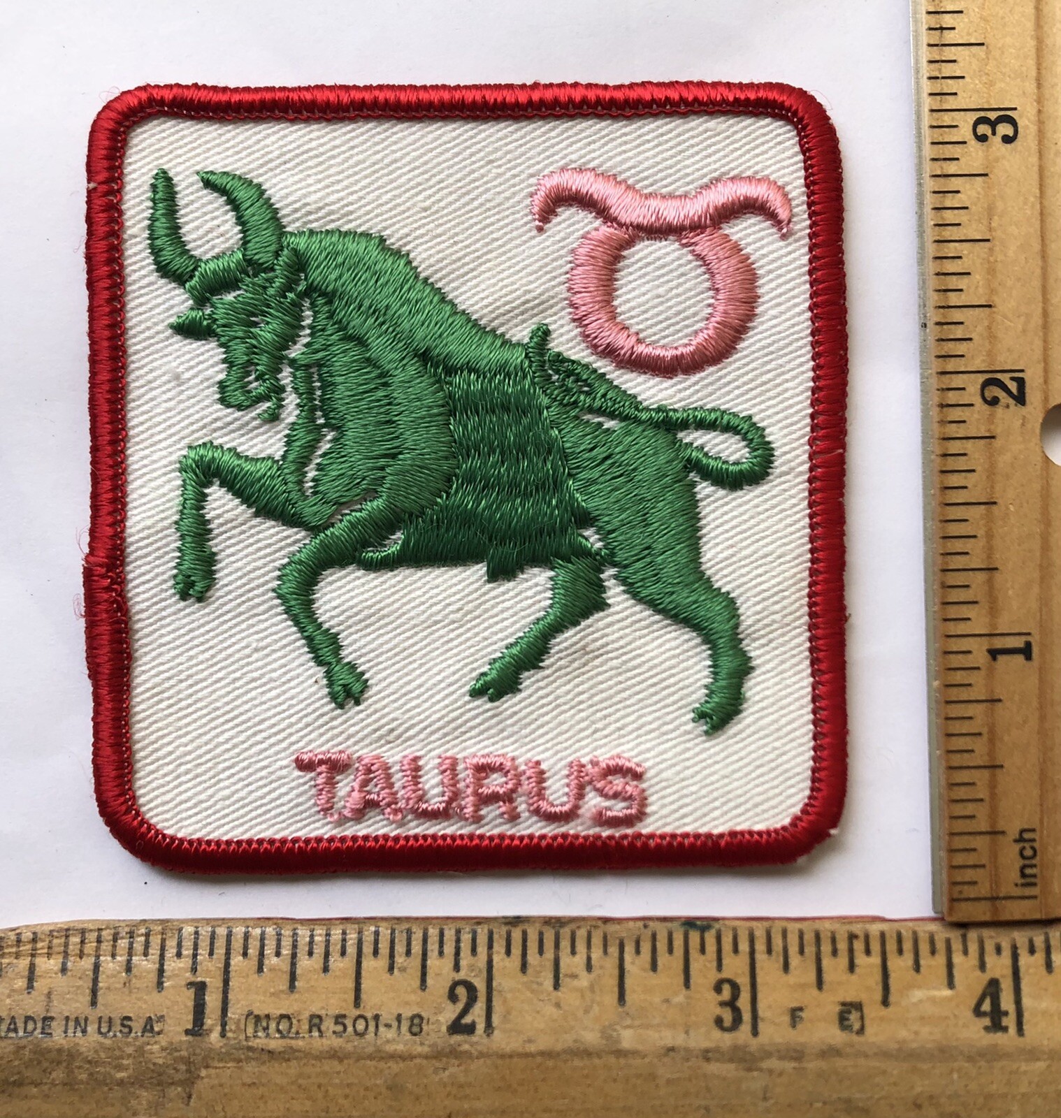 Vintage Taurus Zodiac Sign Sew On Patch Astrology Horoscope The Bull Logo 1970s