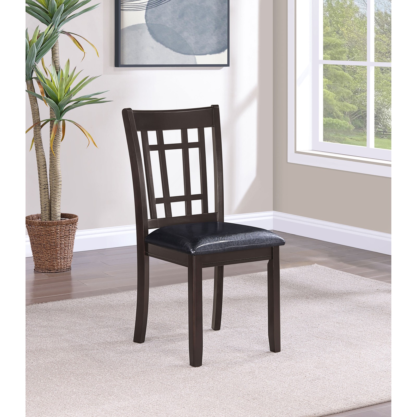 Espresso and Black Lattice Back Side Chairs