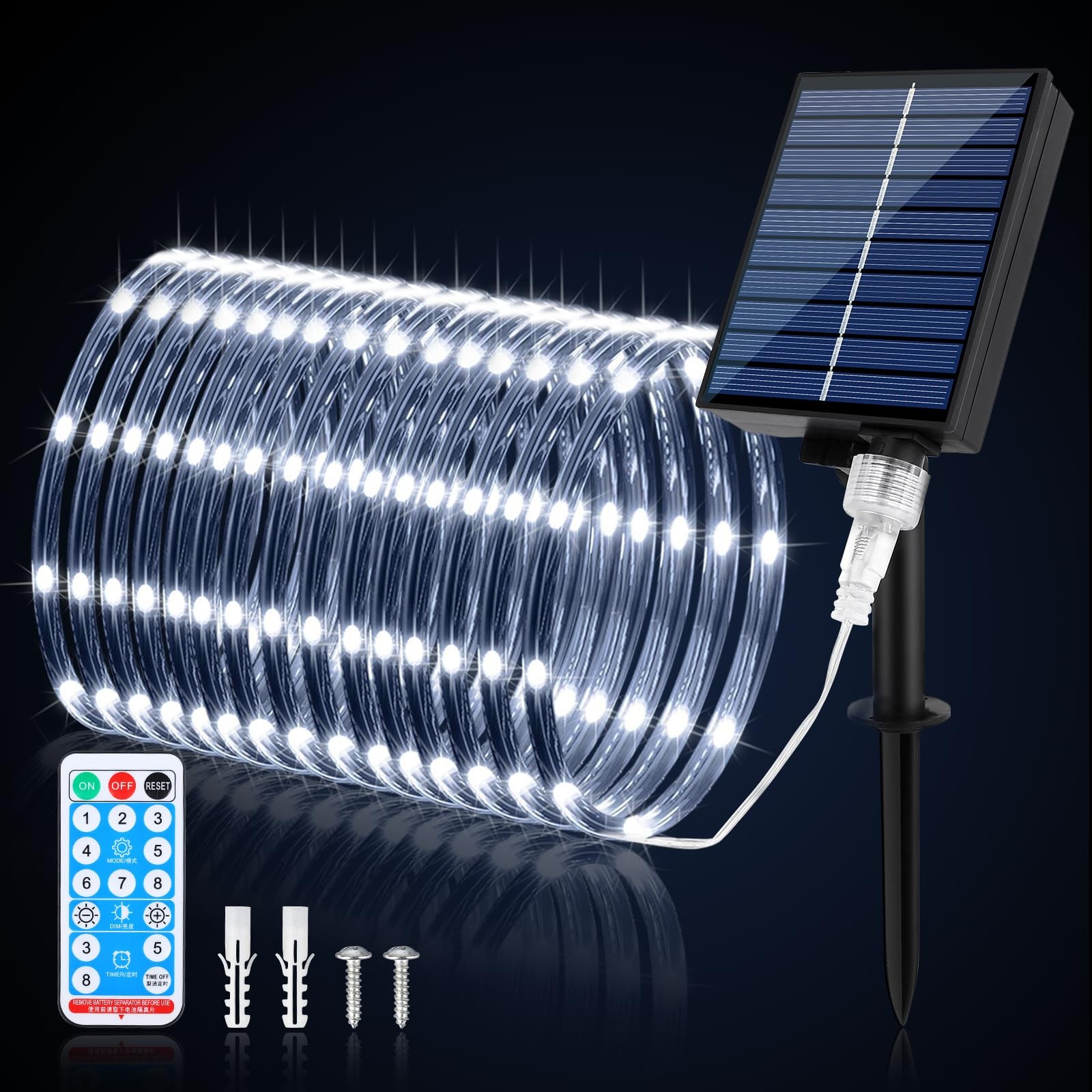 Solar Rope Lights 72ft 200 Leds Solar Led Rope Lights Outdoor With Remote 8 Mode