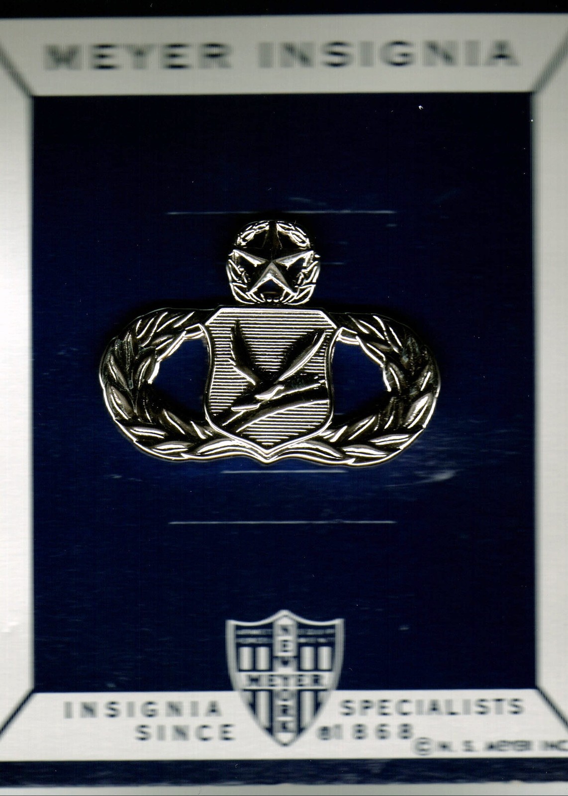 USAF MASTER CHAPEL MANAGEMENT BADGE ON MEYER CARD OF ISSUE
