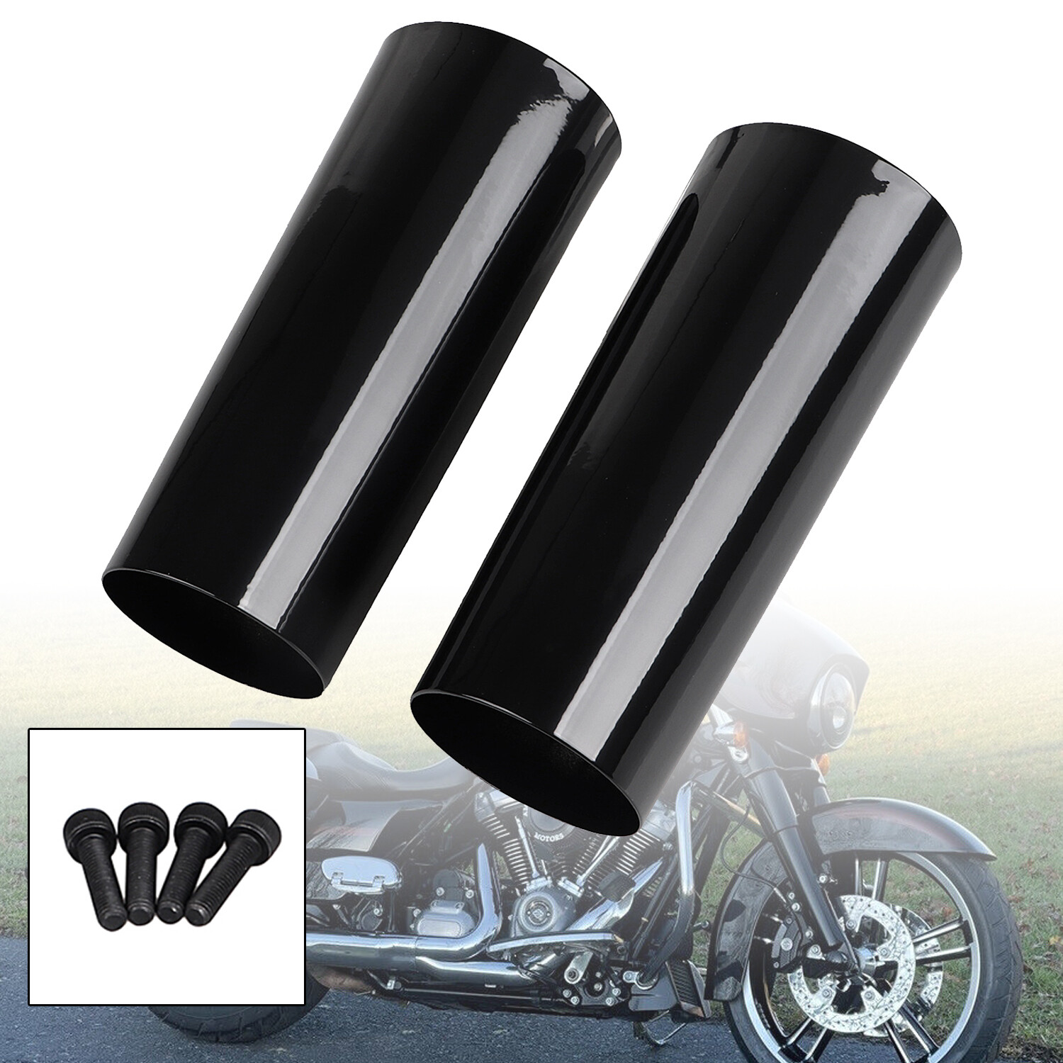 +2" Black Fork Slider Boot Cover For Harley Electra Street Glide Road King FLHR