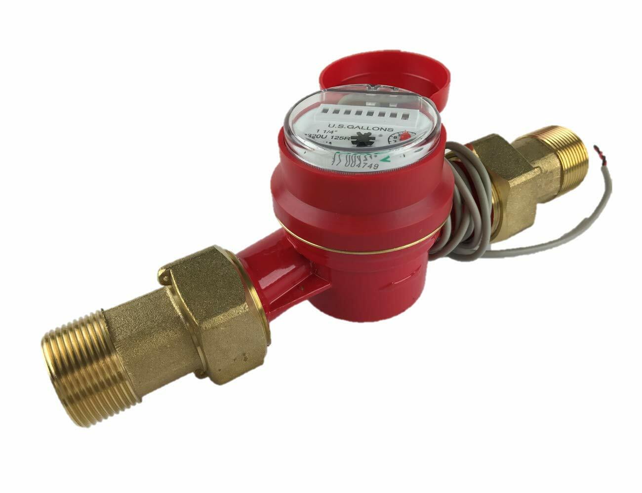 DAE AS320U-125RP 1-1/4" Hot Water Meter, Pulse Output, Gallon + Couplings