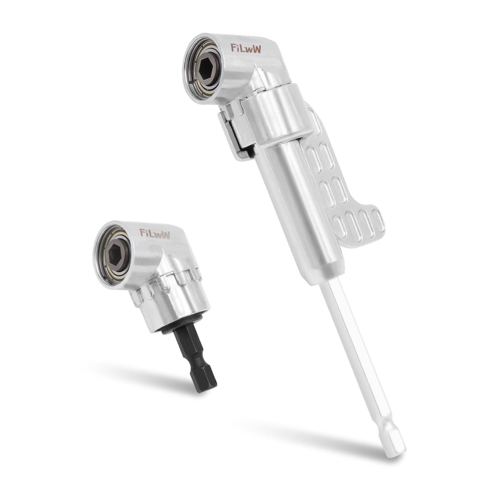 FiLwW 105 Degree Right Angle Drill Adapter Set, 2025 Upgrade 1/4" Silver