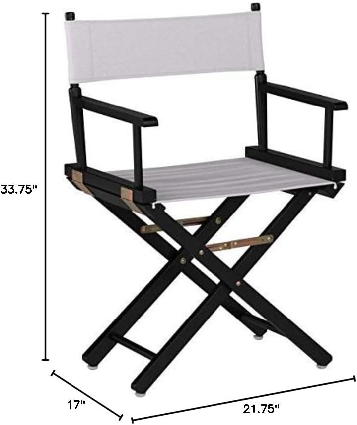 18" Director's Chair Black Frame W/ White Canvas