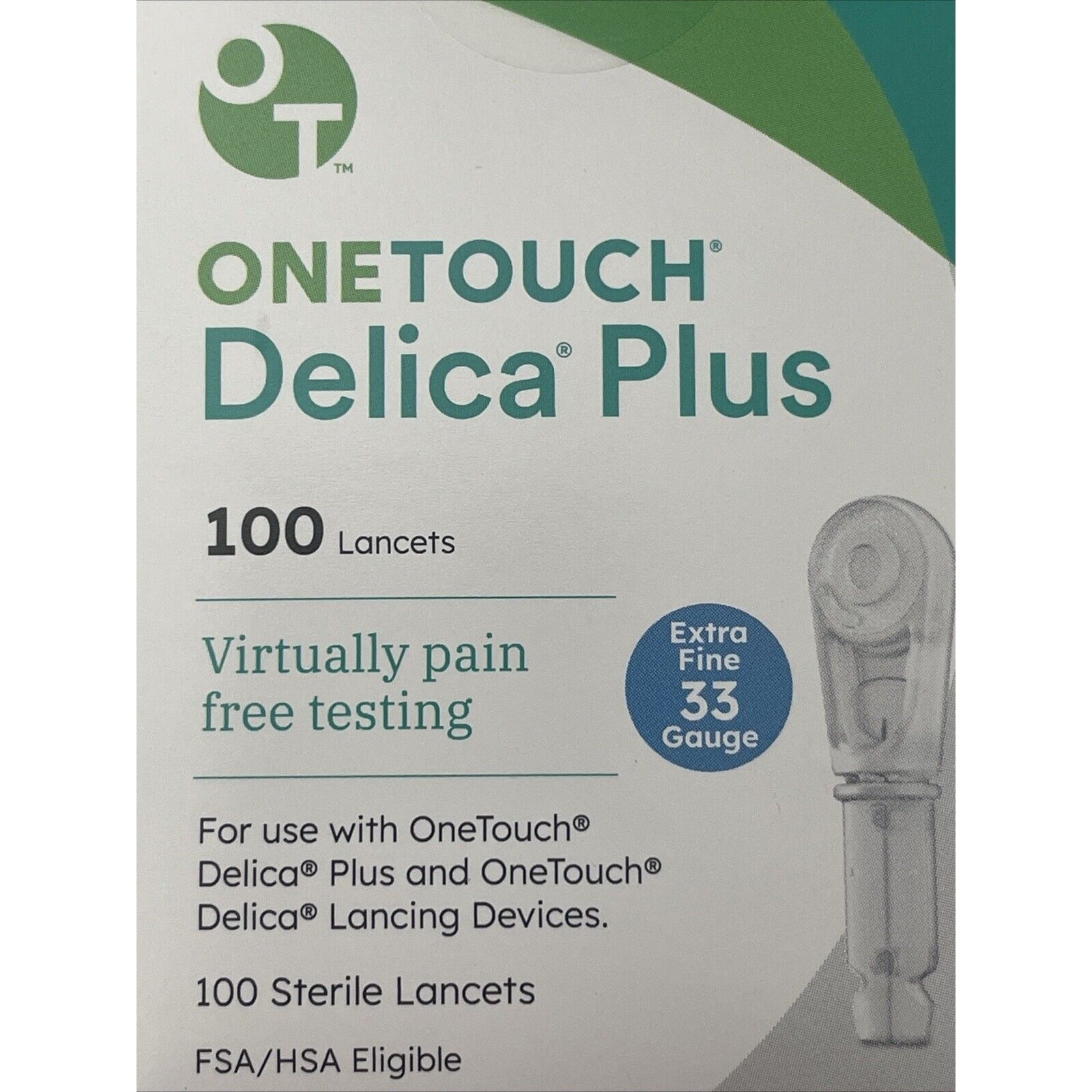 OneTouch Delica Plus Extra Fine 33 Gauge Lancets 100 Ct Per Box  6/30/26