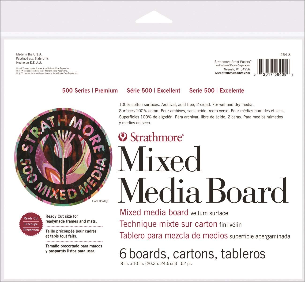 5648 500 Series Mixed Media Board Vellum 8x10 Inch White 6 Sheets For Art
