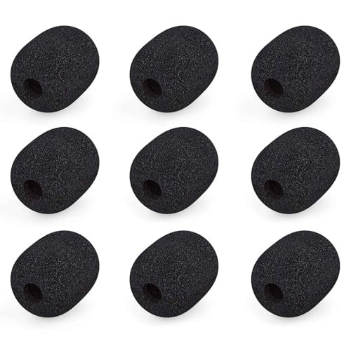 9 Pcs Mini Wireless Foam Microphone, Lavalier Microphone Windscreen 9PC Black