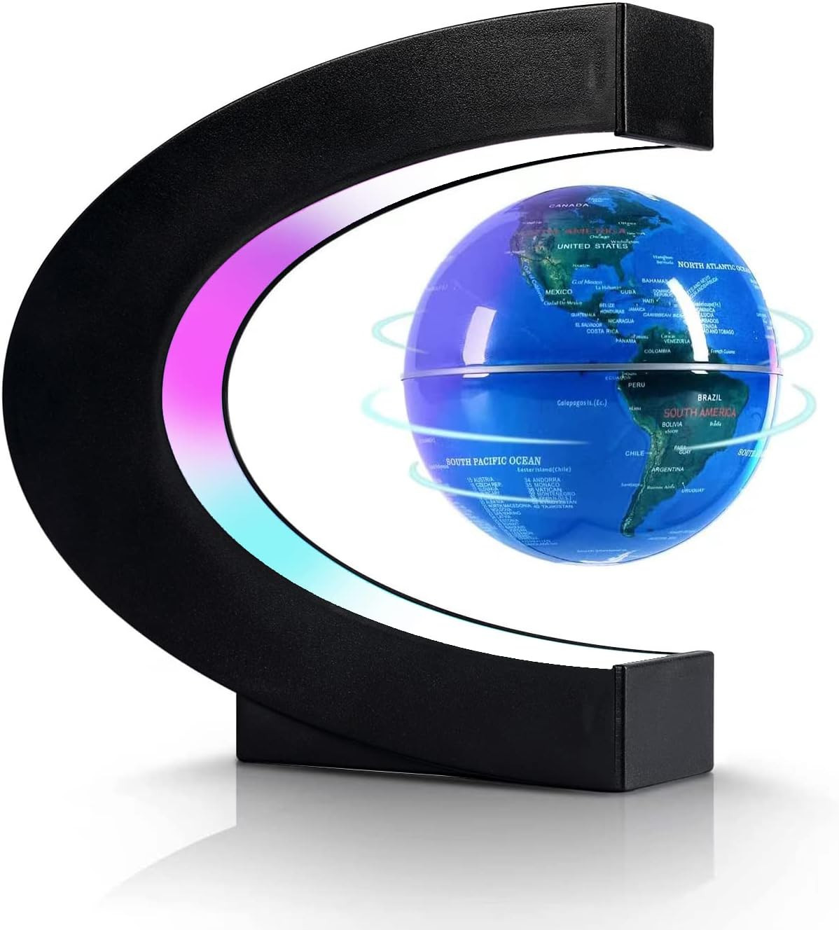 Magnetic Levitation Floating Globe, Levitating C Shape Globe with LED Lights for
