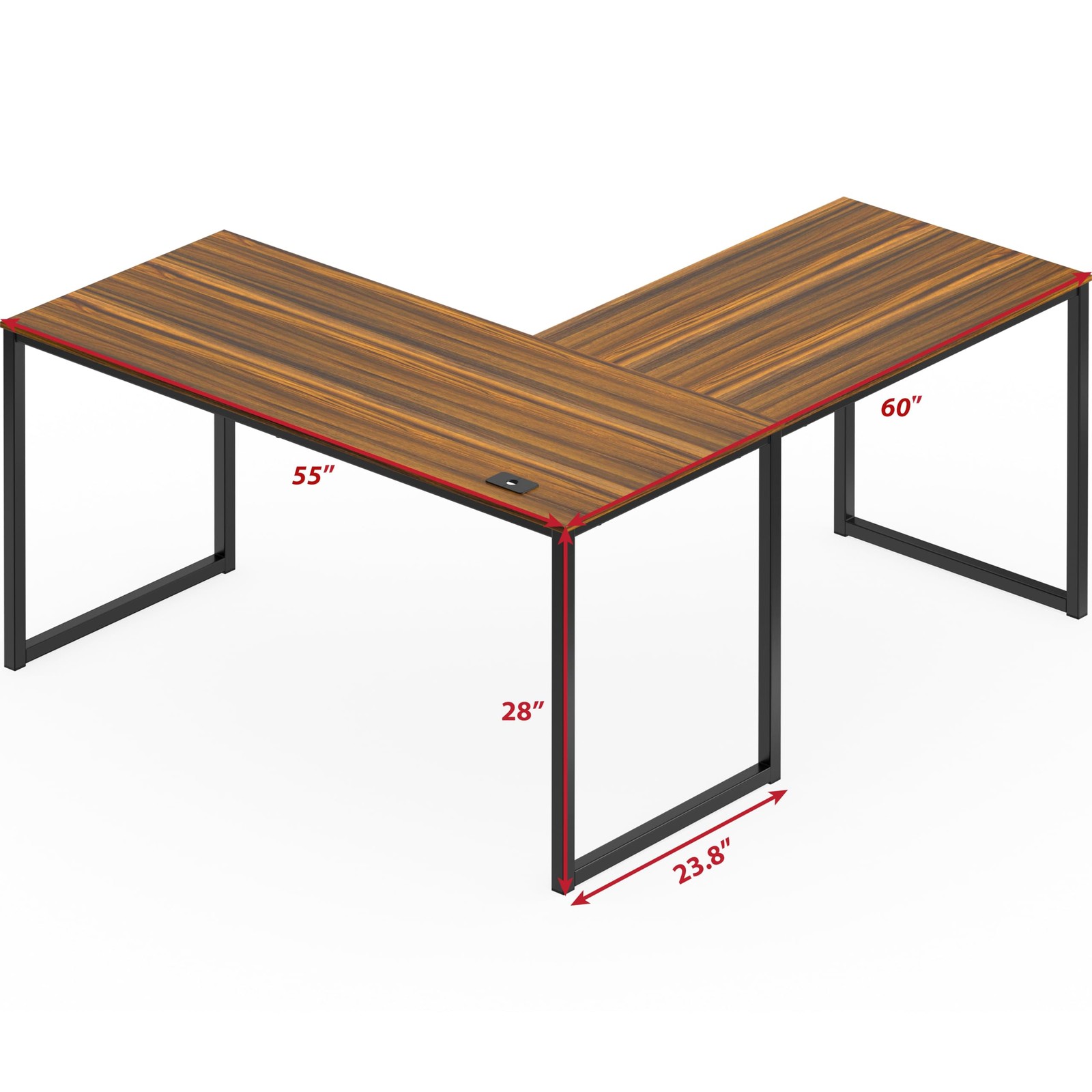 Mission 55 x 60 Inches L-Shape Home Office Computer Desk, Walnut