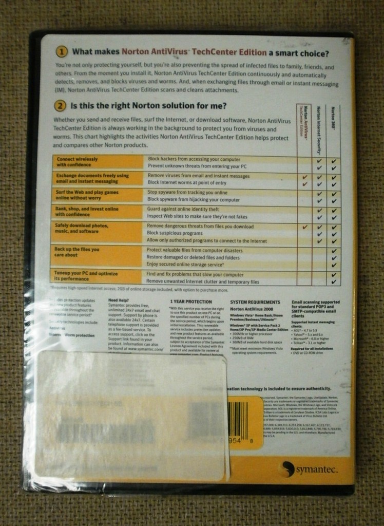 Norton Antivirus 2008 TechCenter Edition for Windows