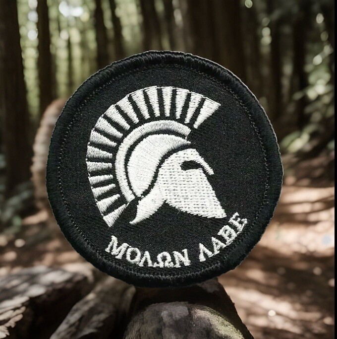 Spartan Molon Labe Lave Come and Take White Black Iron on Sew on Patch