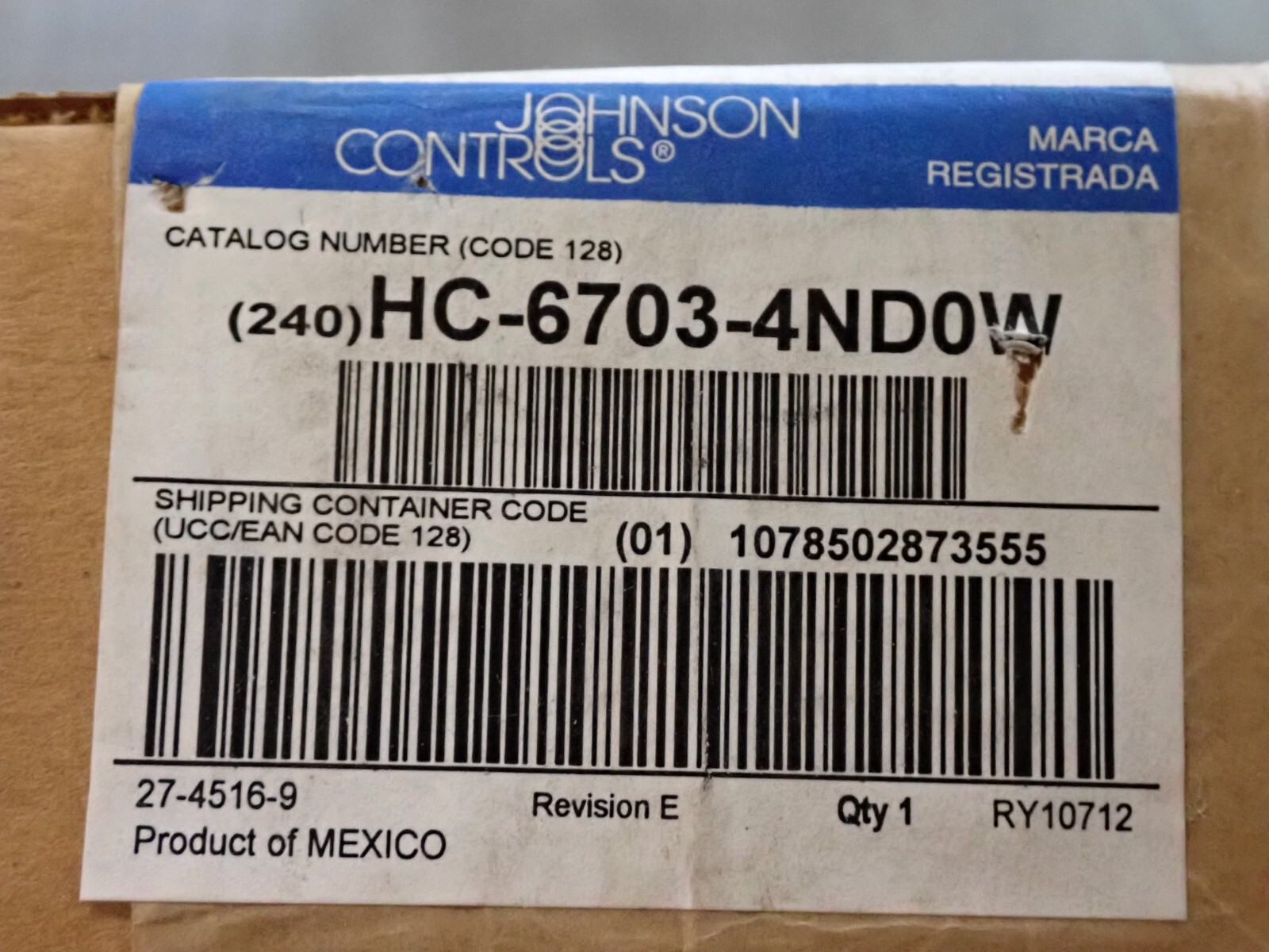 HC-6703-4ND0W JOHNSON CONTROLS Room Humidity Controller